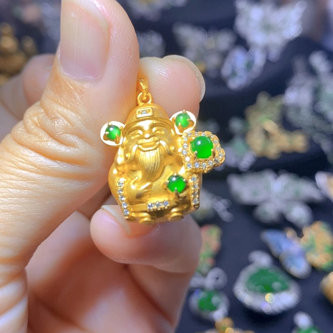 翡翠银S925镶嵌吊坠(不含链)天然翡翠