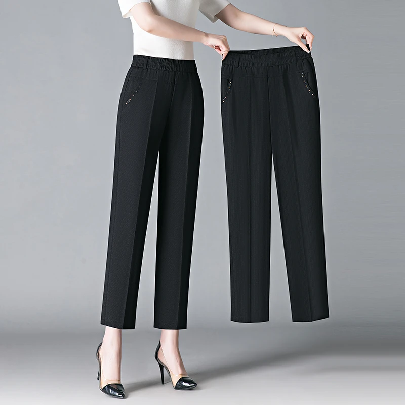 中老年气质妈妈裤夏季薄款中年高腰宽松弹力显瘦老年人休闲裤