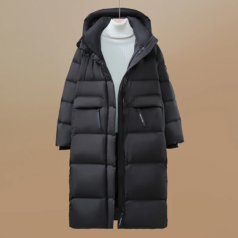 2024年冬季新款羽绒服长款过膝盖连帽设计感大牌感羽绒服外套加厚