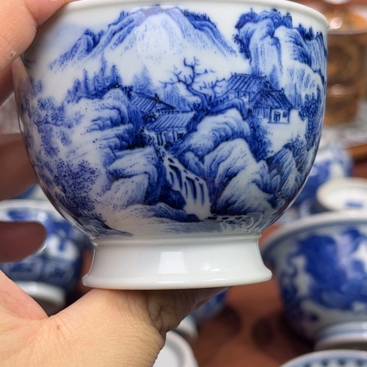 摆件陶景德镇陶瓷山水圆融杯