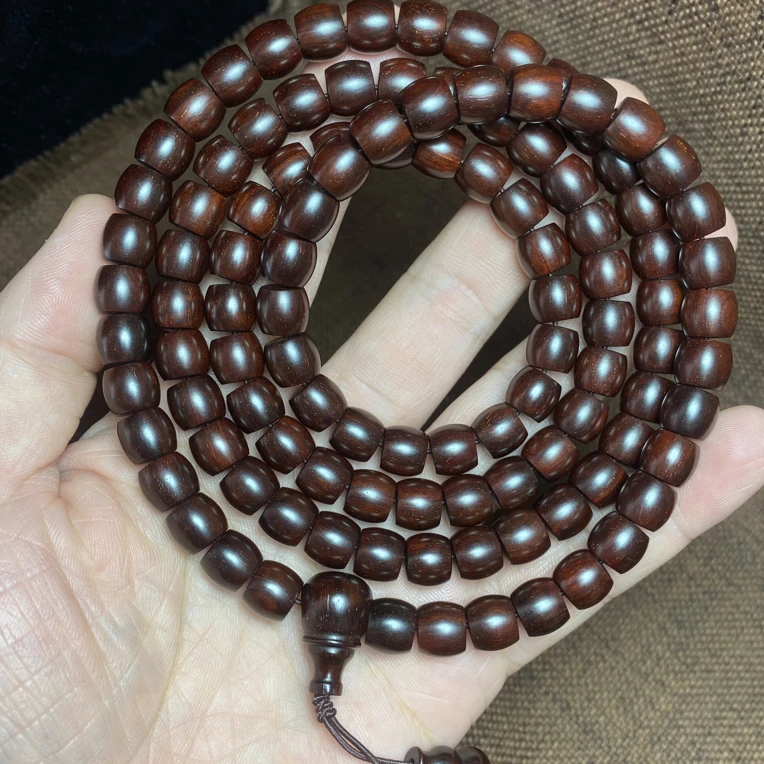 原汁原味 印度小叶紫檀8x9 108颗 直切珠 鱼鳞底 金星 纯二膘泥料