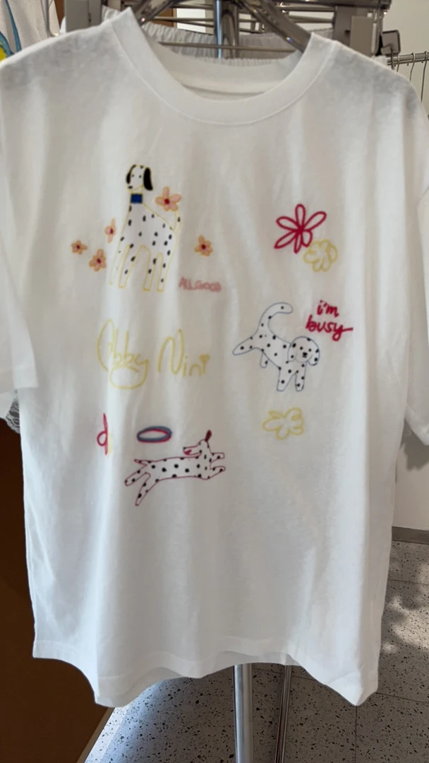 夏季圆领卡通印花宽松中长款短袖T恤女休闲百搭