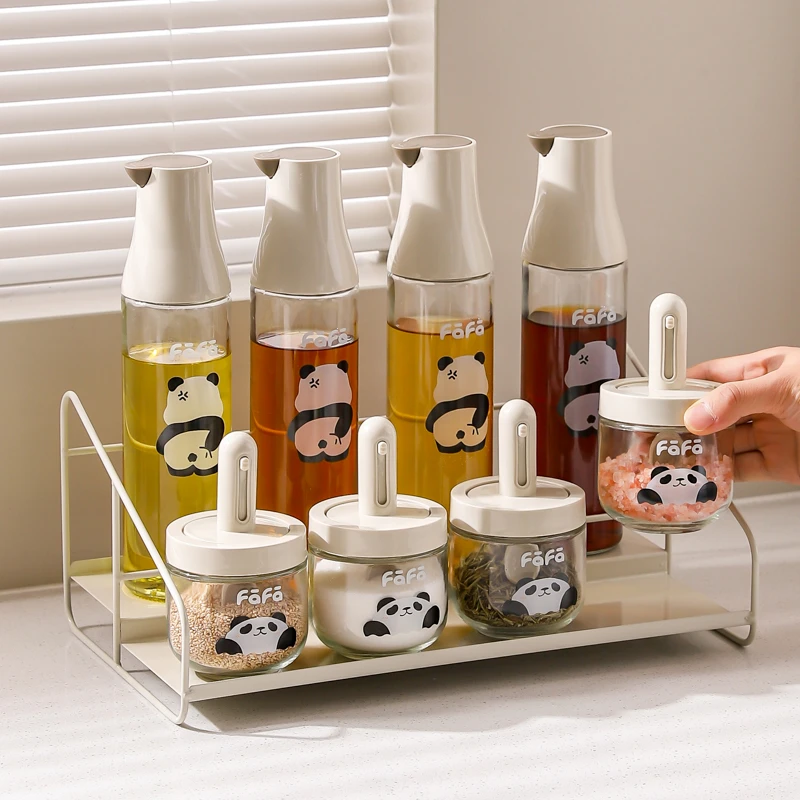 川岛屋熊猫调料盒家用厨房高端2025年新款盐调味料罐收纳组合