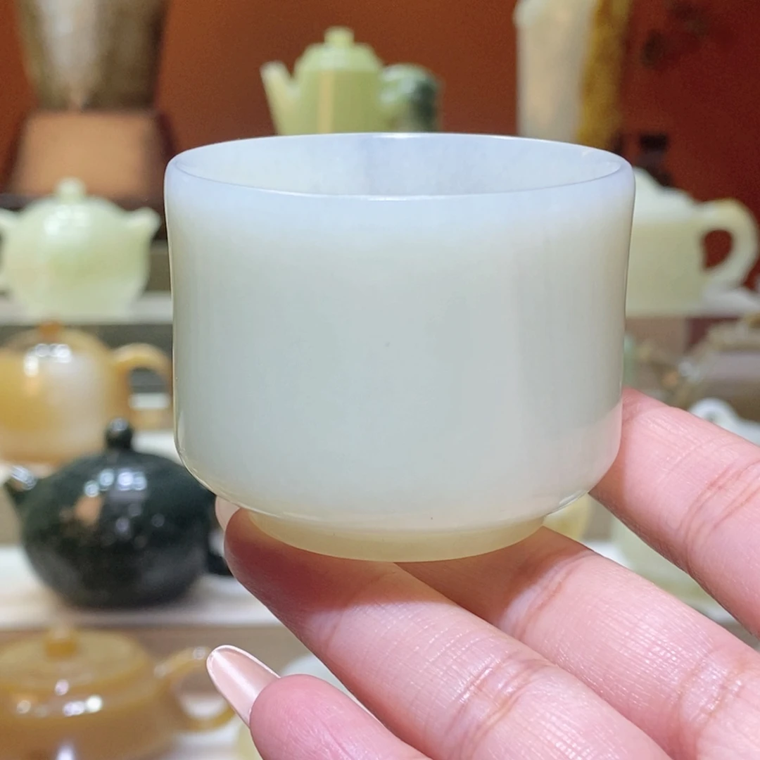 未镶嵌和田玉摆件新疆和田玉青花主人杯