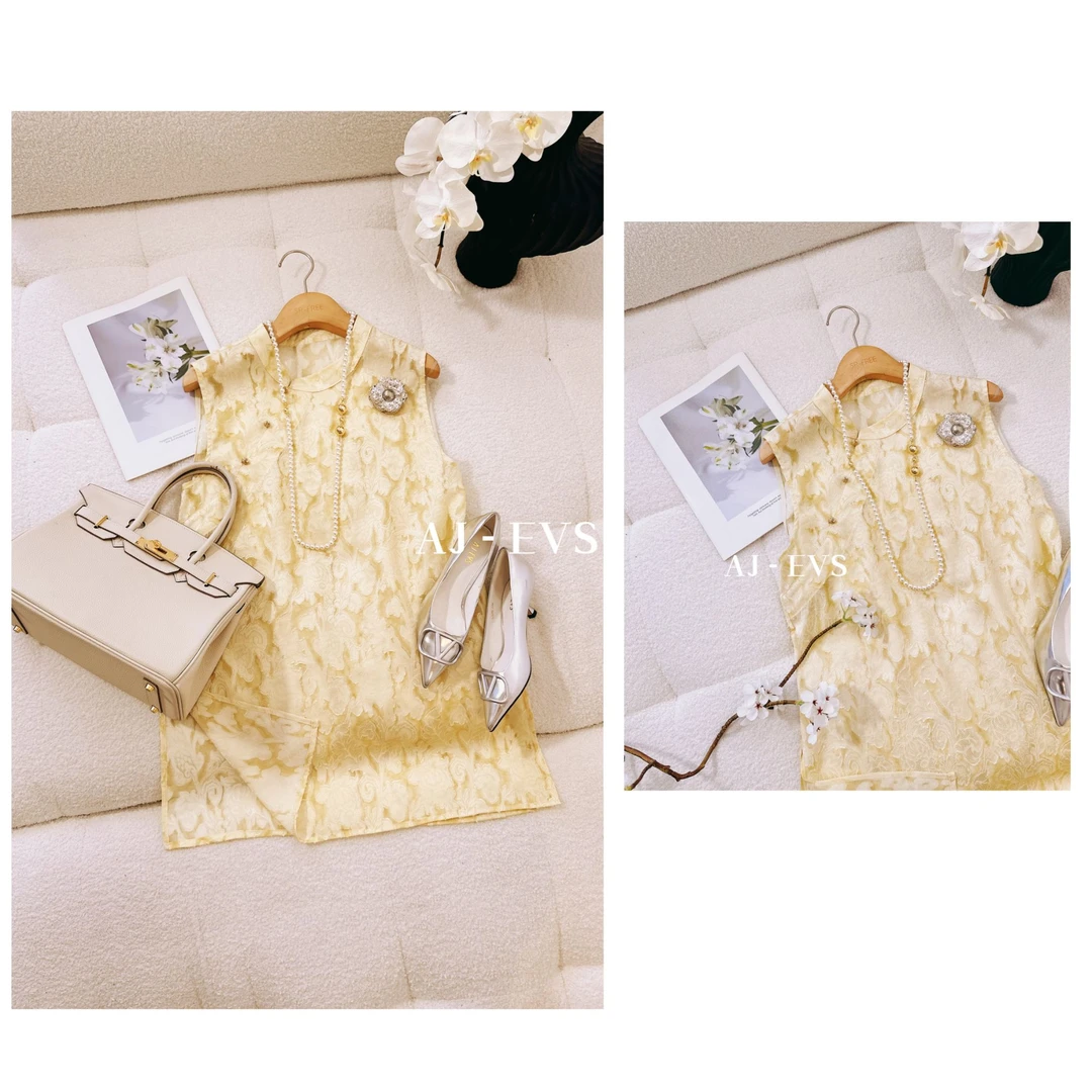 AJ-EVS【贵妇美· 桑蚕丝立体裁花贵气优雅夏款真丝新中式上衣】