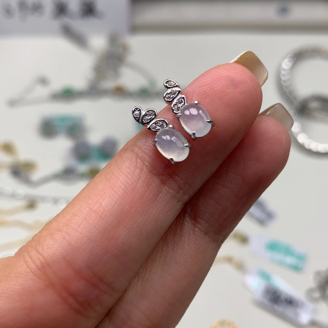 翡翠银S925镶嵌颈饰耳钉4
