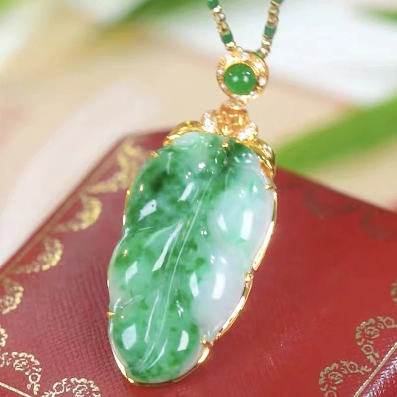 黄铜项链 【古米】1/167金枝玉叶金色绿色项链吊坠链子颈饰镶嵌精美