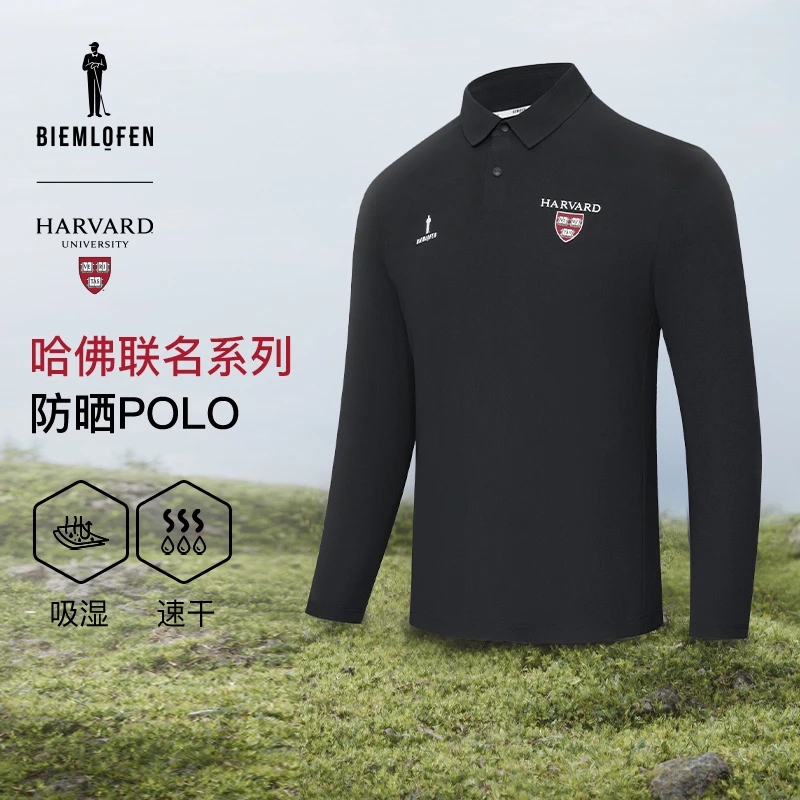 【哈佛联名】比音勒芬高尔夫春夏新款男士休闲运动防晒长袖POLO衫