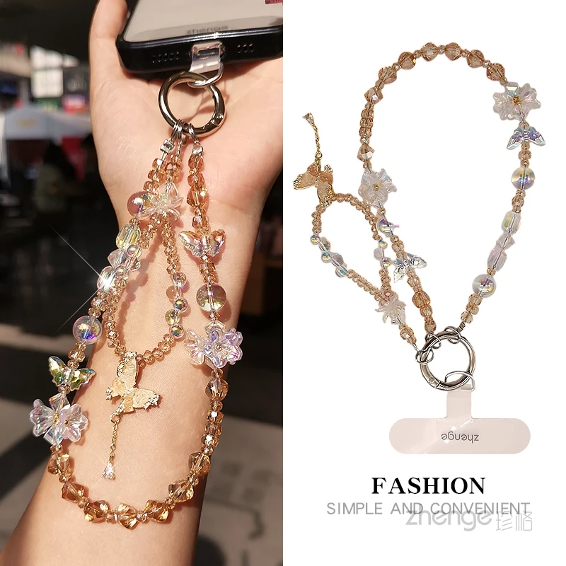 小众高级感水晶手机链手腕挂饰短款好看挂件精品手作串珠手机挂绳