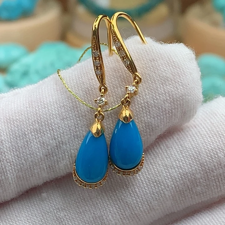 绿松石18K金镶嵌珠宝奇石