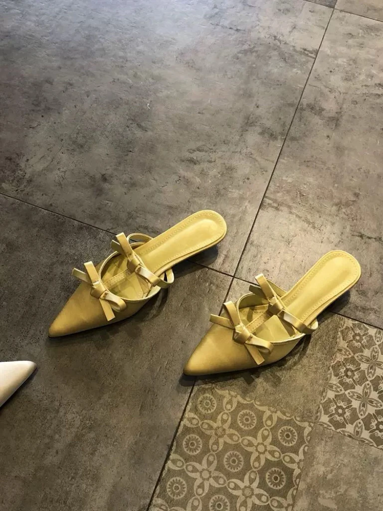 YBLH「锻面·蝴蝶结·时装小跟拖」1168-6