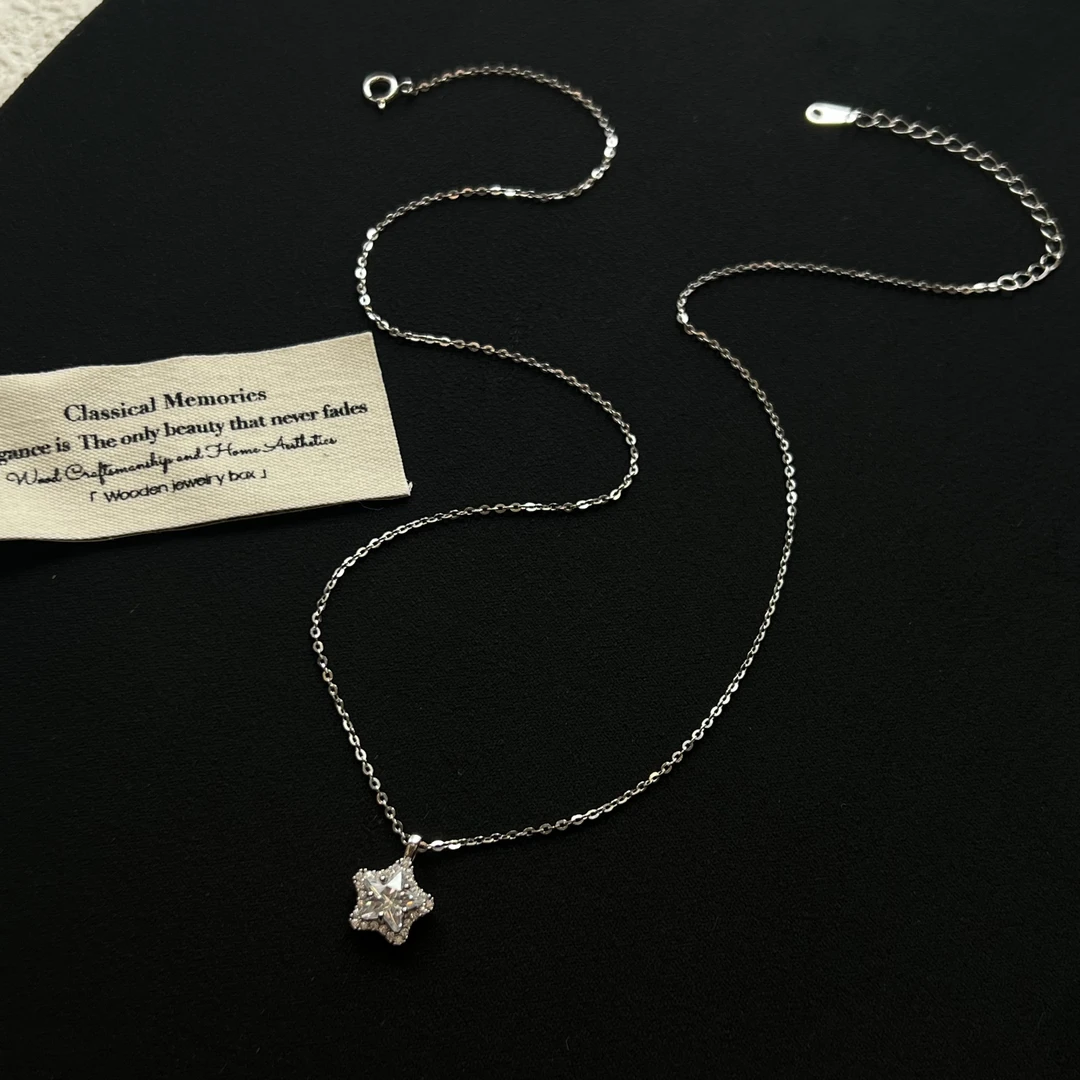 坠链均925银锆石 【幸运星降临五角星】锁骨链712