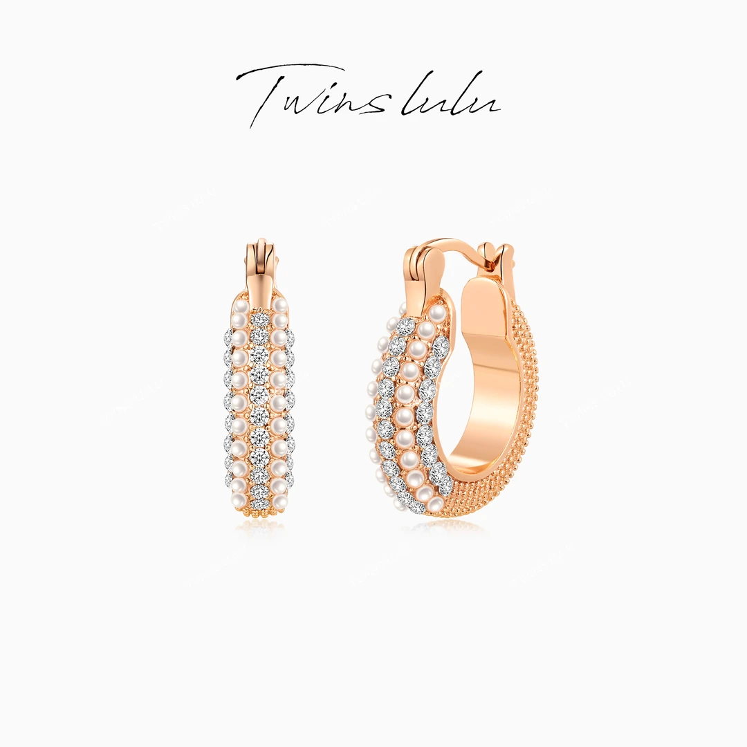 TWINS LULU 镀k金 时尚简约百搭气质轻奢圆圈珠珠耳环TSL2397