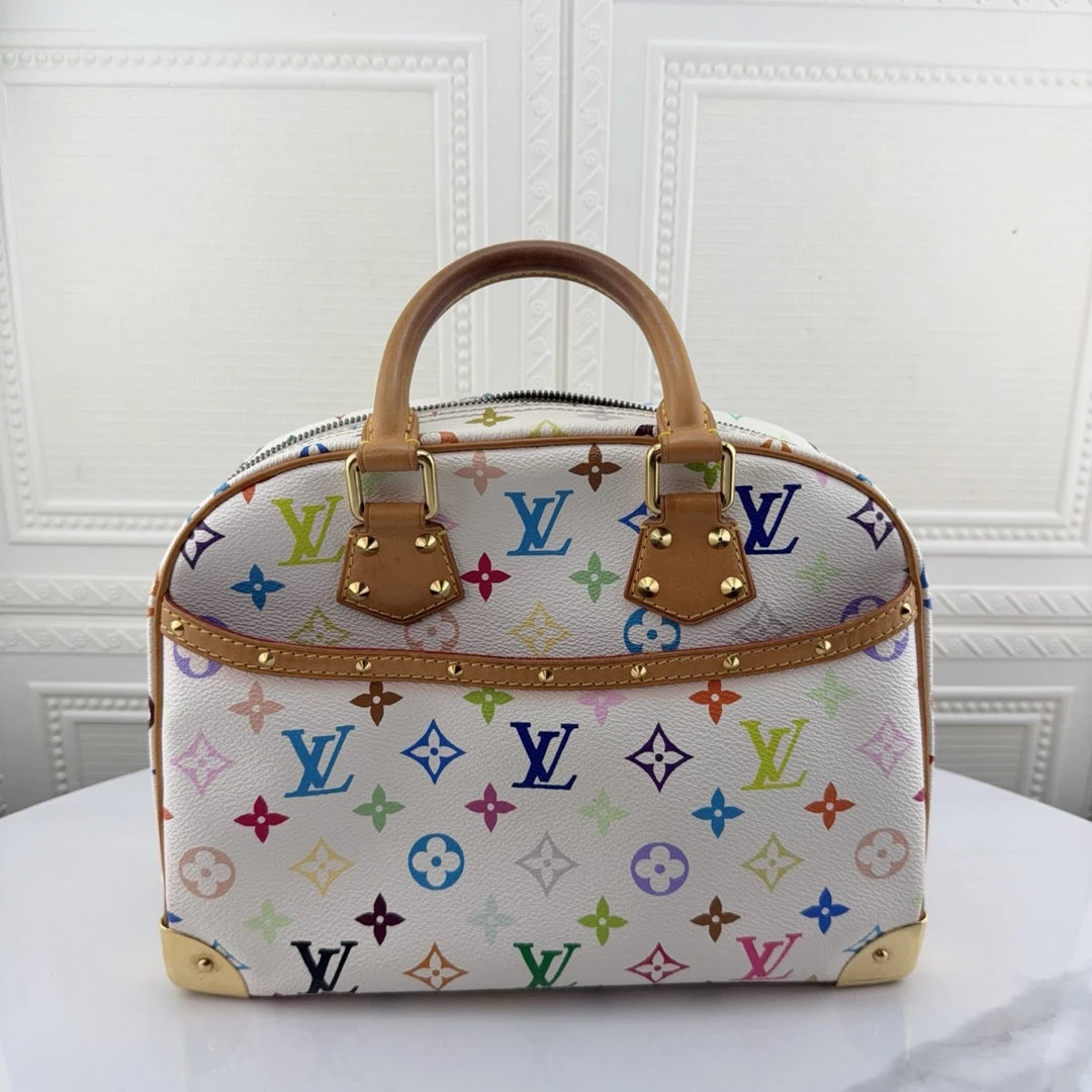 95新 LouisVuitton/路易威登 白三彩trouville珍妮包中号