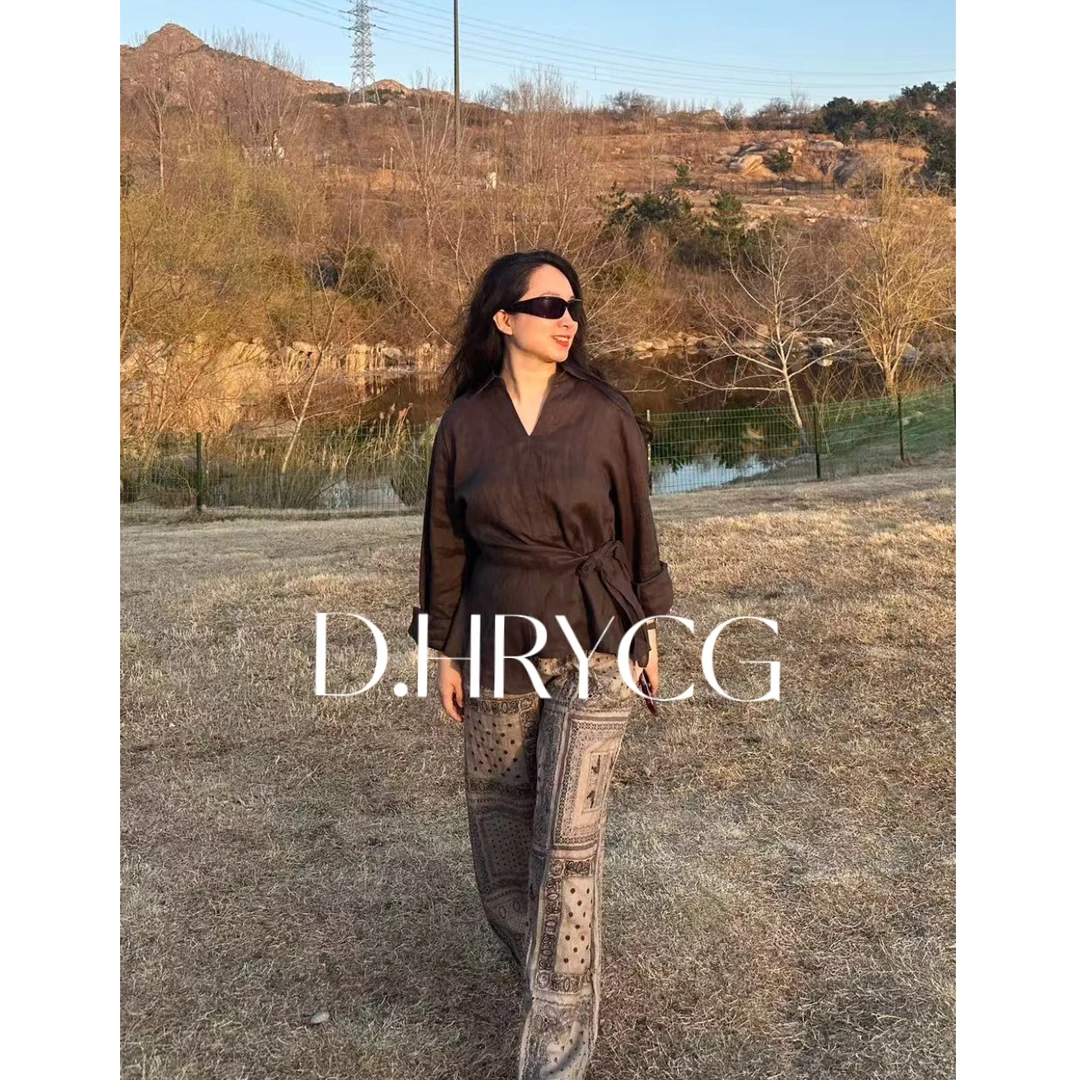 段段服装｜亚麻系带收腰慵懒风衬衫