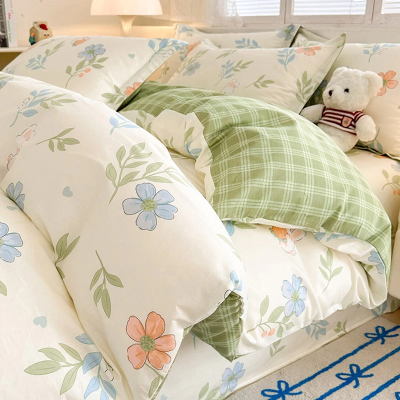 小清新全棉床上四件套2025新款纯棉床单被套被罩三件套宿舍床品