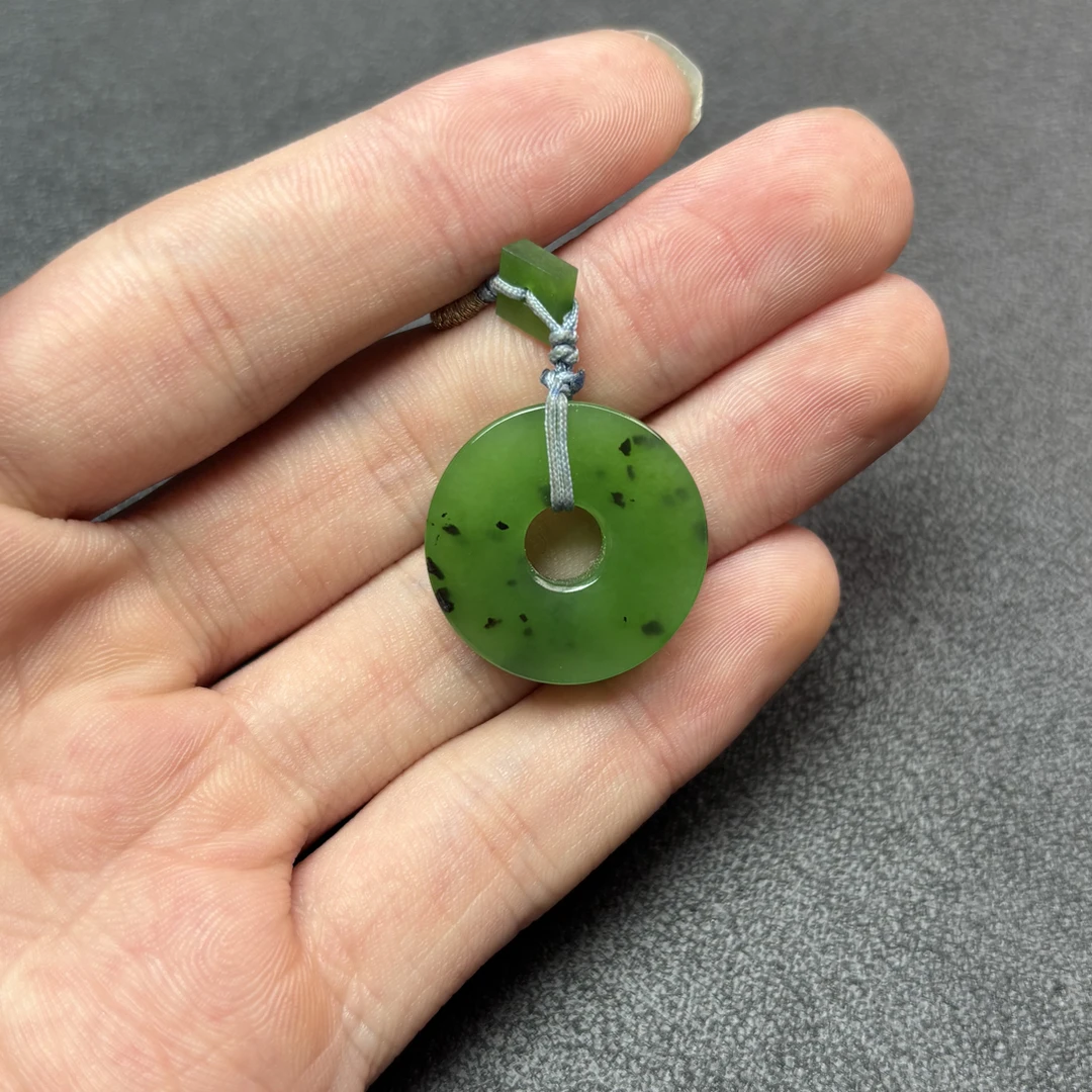 和田玉乌兰乌德苹果绿碧玉平安扣 21.6x5.5 YZ
