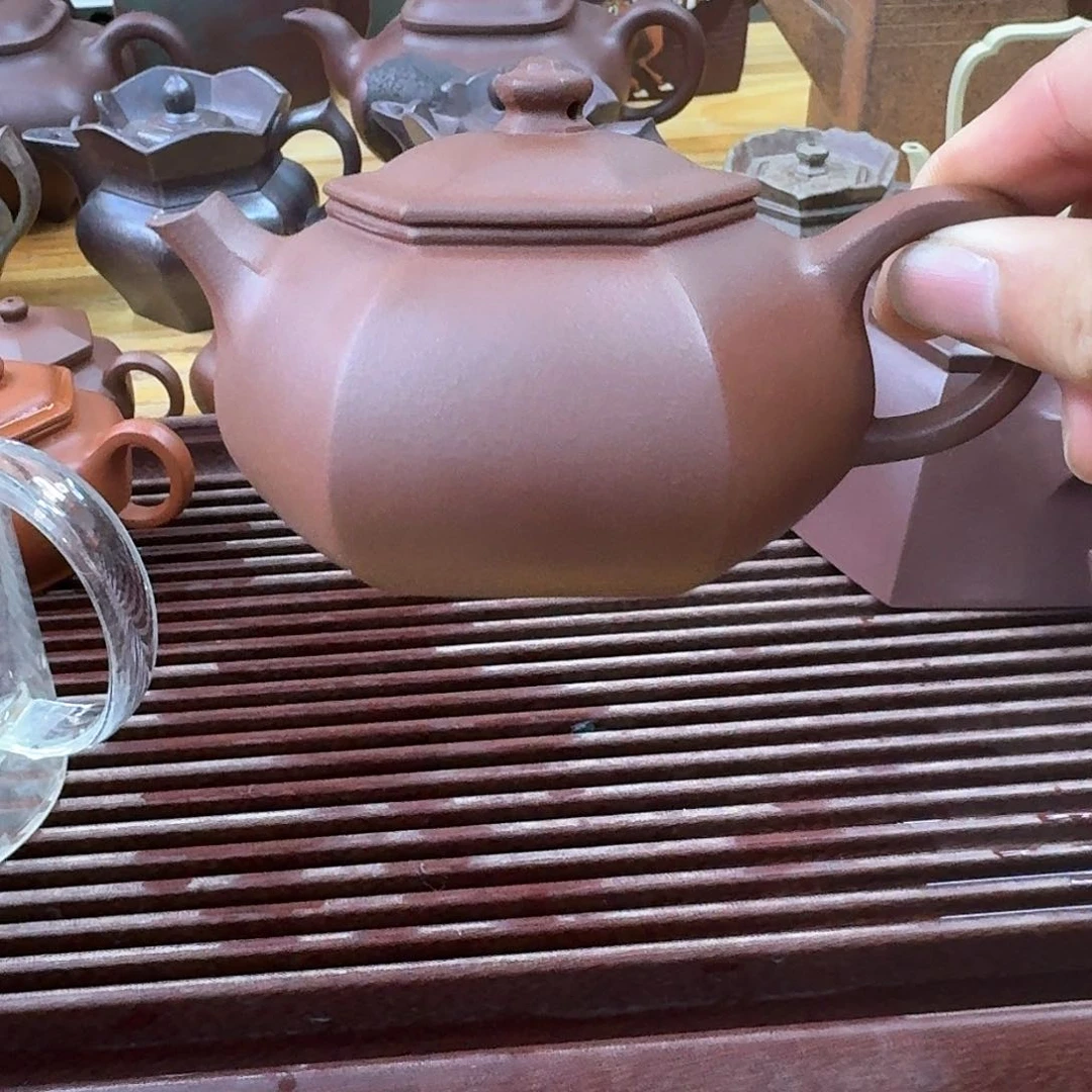 紫砂茶壶紫砂壶六方寒江200cc