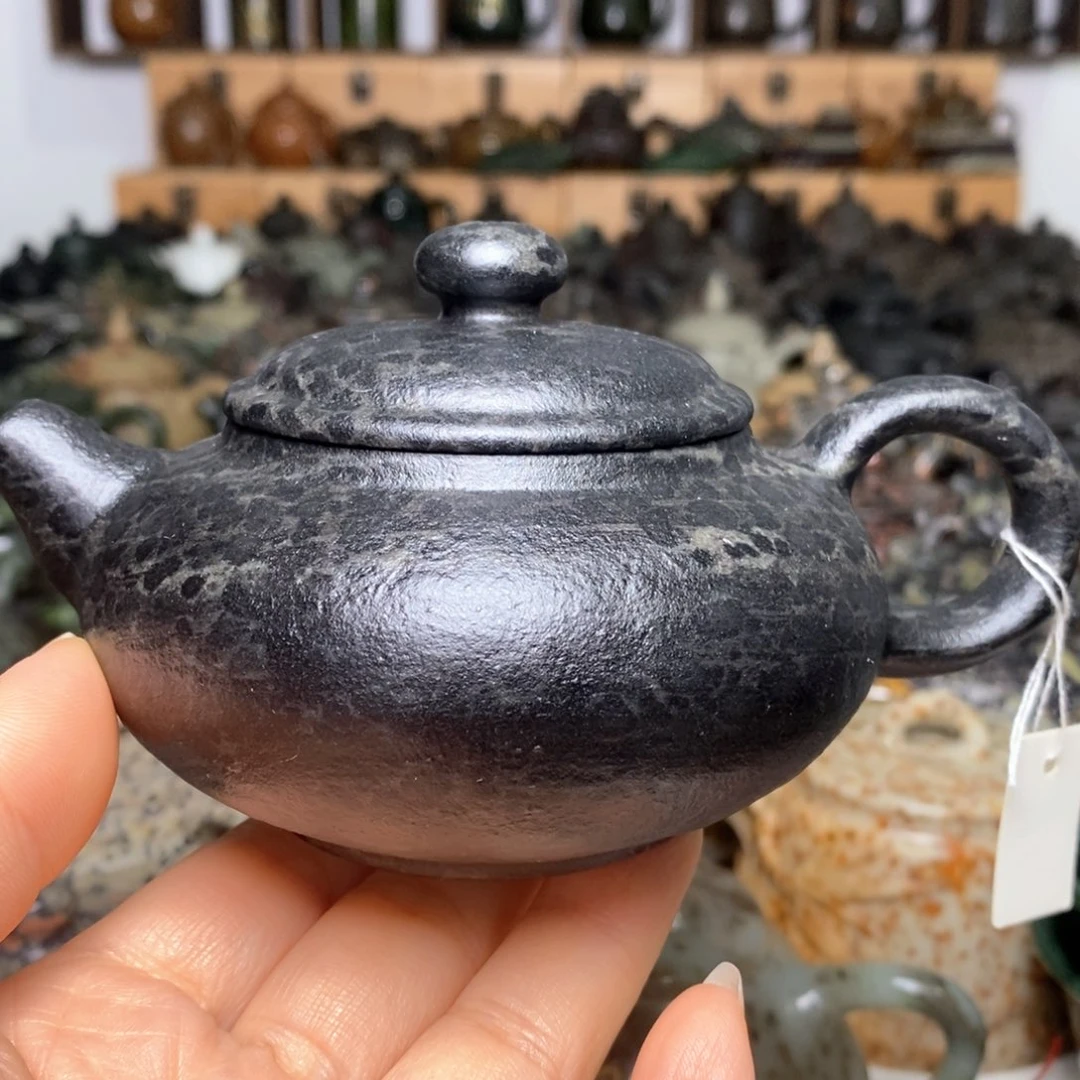 冰碛岩豹纹古灯壶210cc