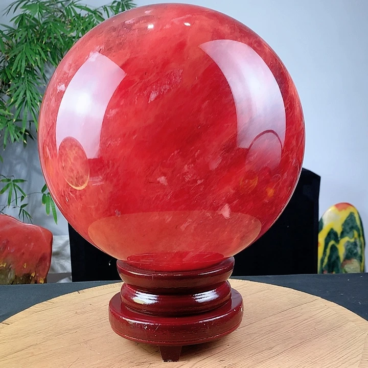 石材红棉水晶球直径30