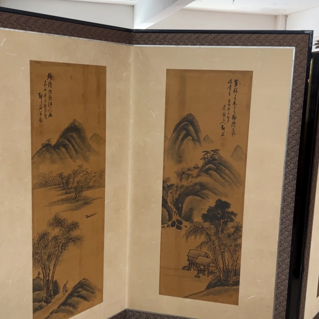绘画屏风框画茶空间设计