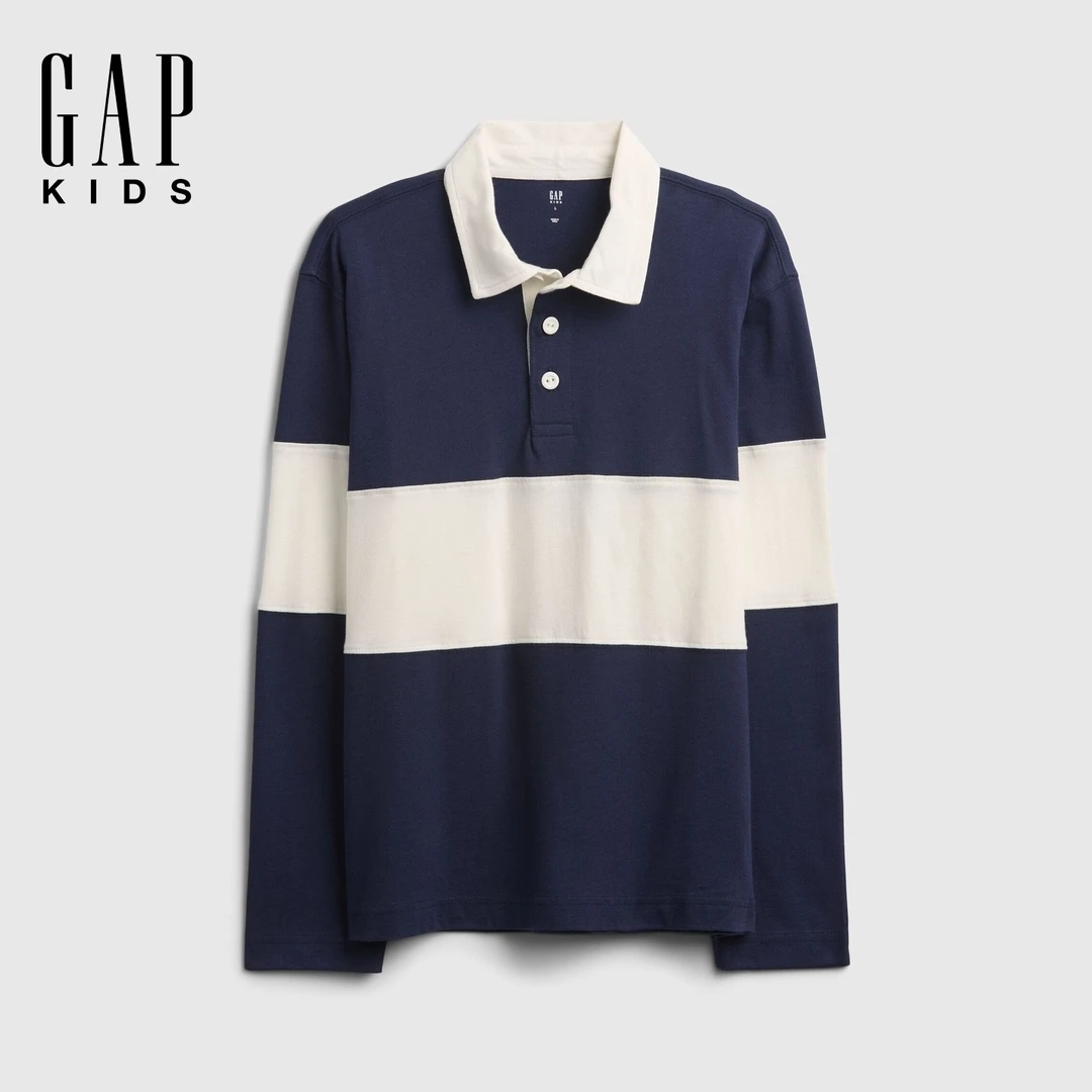 Gap男童2025秋冬季新款纯棉条纹长袖POLO衫儿童装上衣美版796859