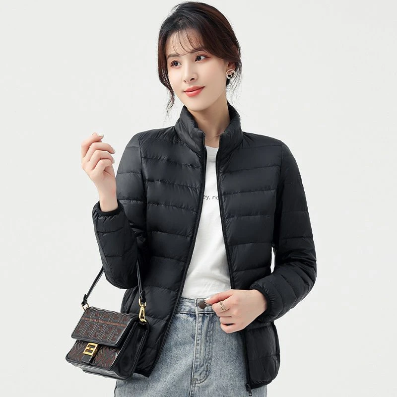 新款轻便大码女羽绒服轻薄女连帽立领短款修身冬季学生轻便外套2