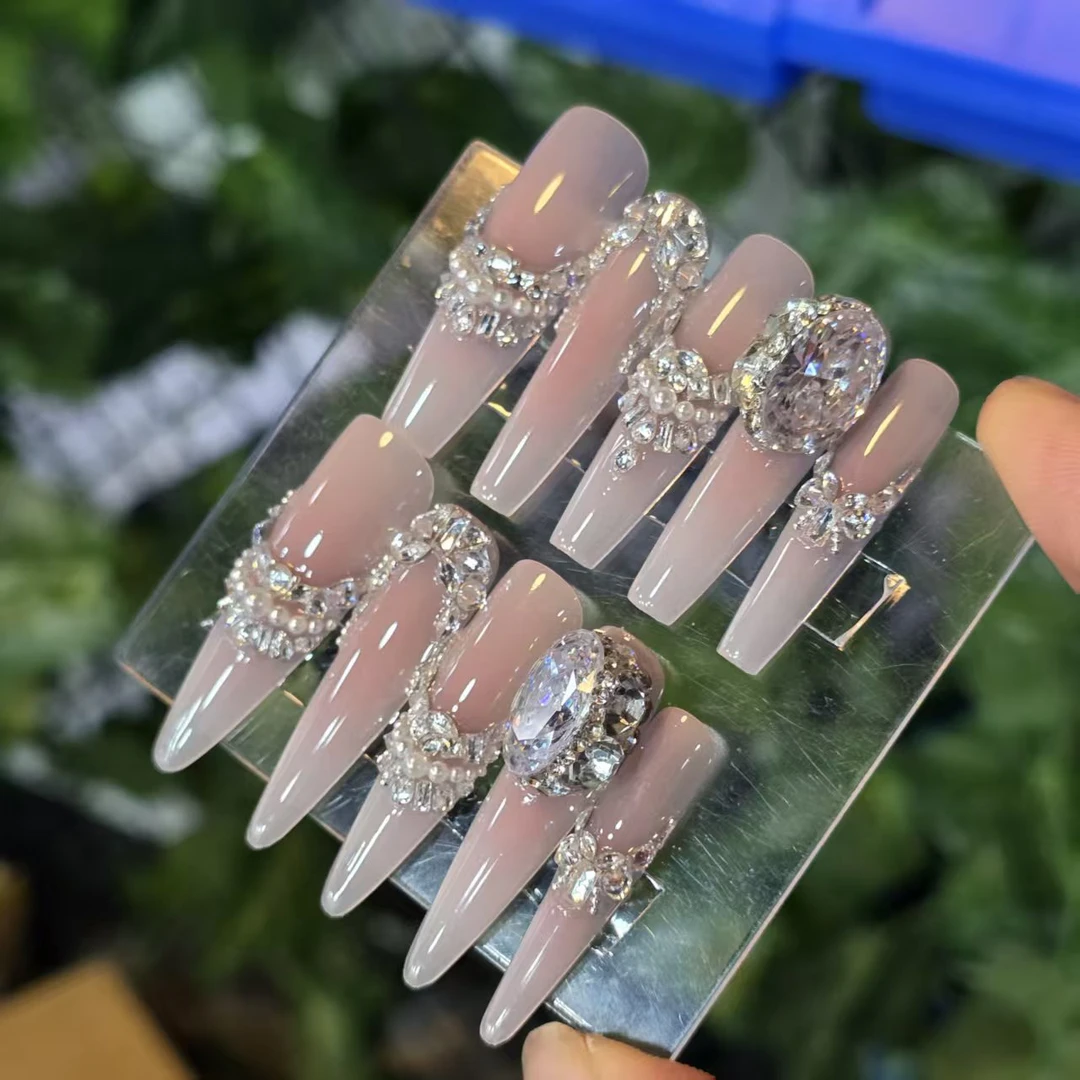 雪柠美人丶(锆石+小钢珠+无缝隙)珠宝级丶手工穿戴甲