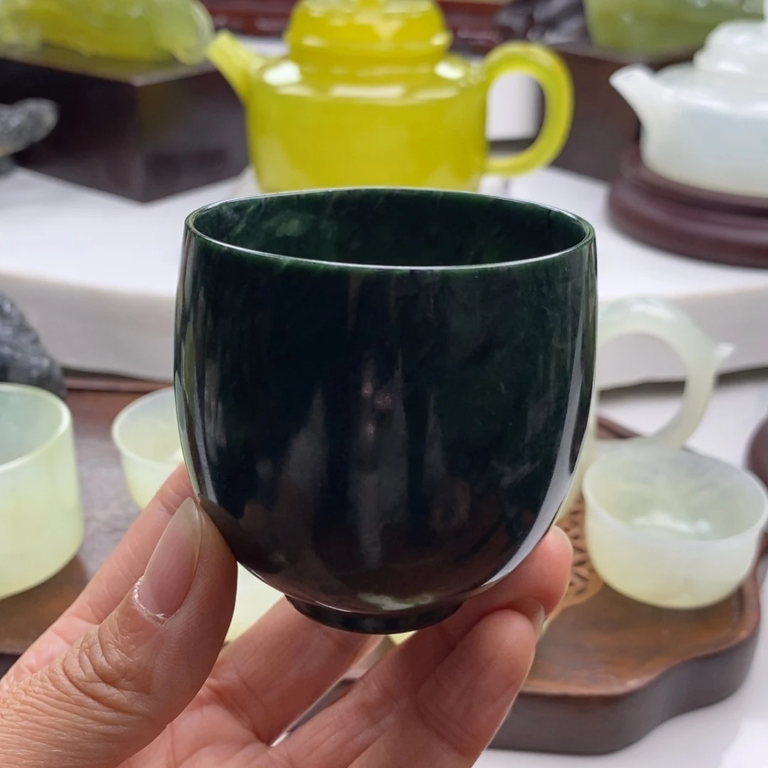 岫玉未镶嵌四大名玉茶杯120cc