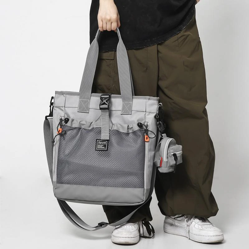 大容量斜挎包男手提包初中生高中大学生背包单肩包上课补习拎书袋