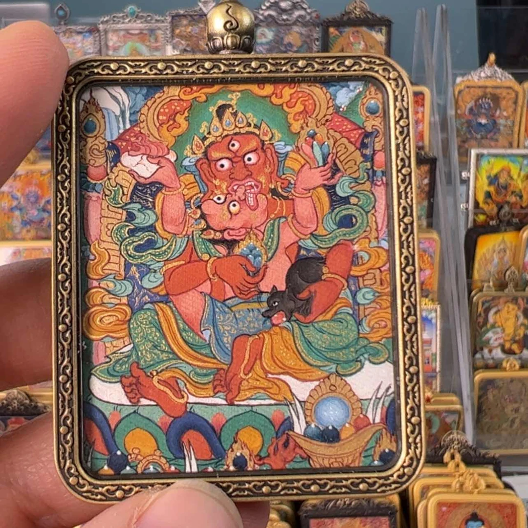 【闪购商品】吊坠呆**脑红财神唐卡绘画作品