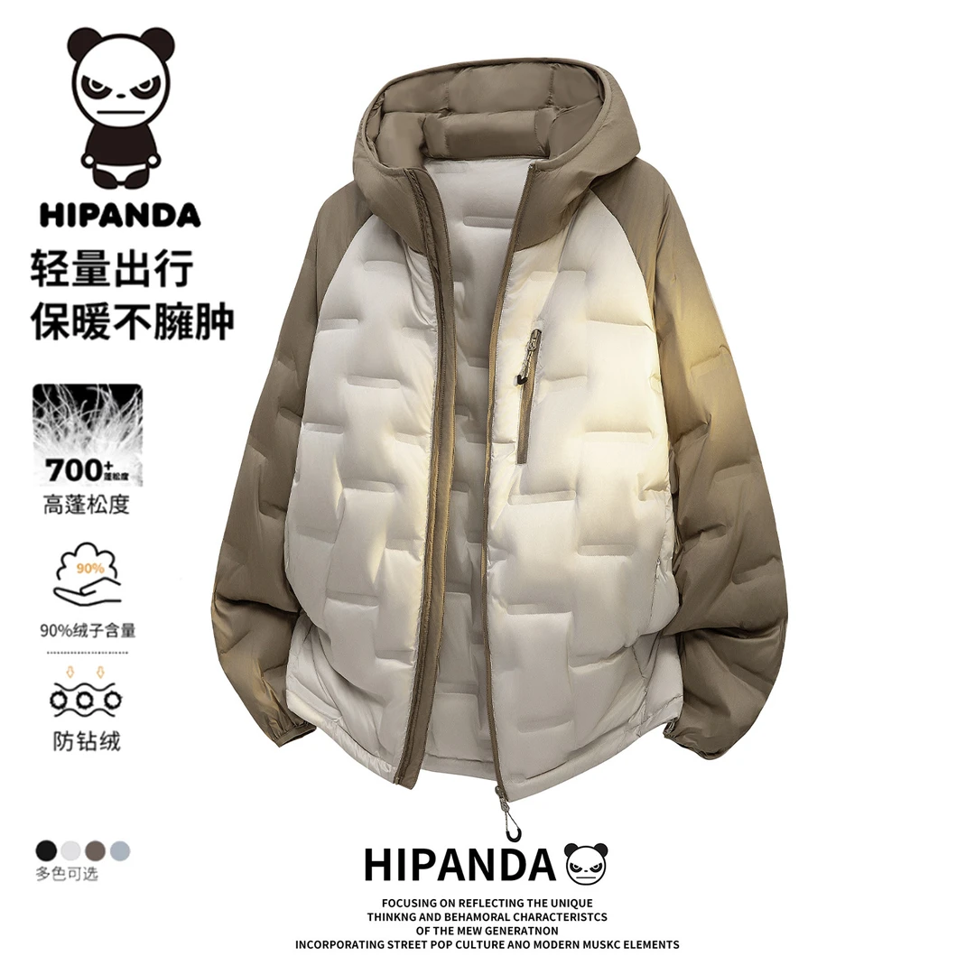 HiPanda轻薄保暖连帽羽绒服男款冬季新款潮牌加厚休闲时尚男外套