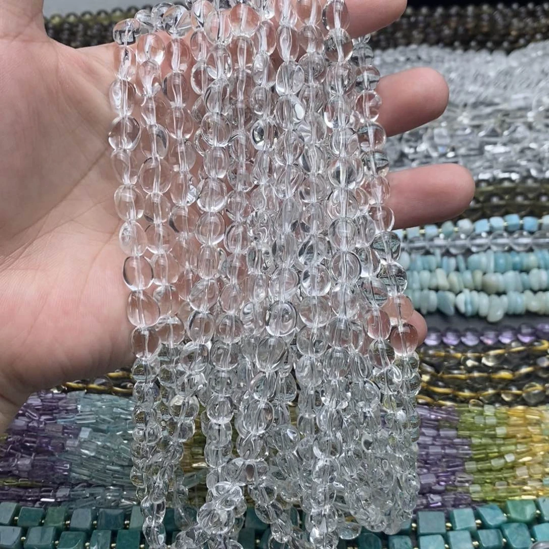 玛瑙/玉髓未镶嵌珠宝半成品拍二得一，纯净体糖豆8*9mm一条