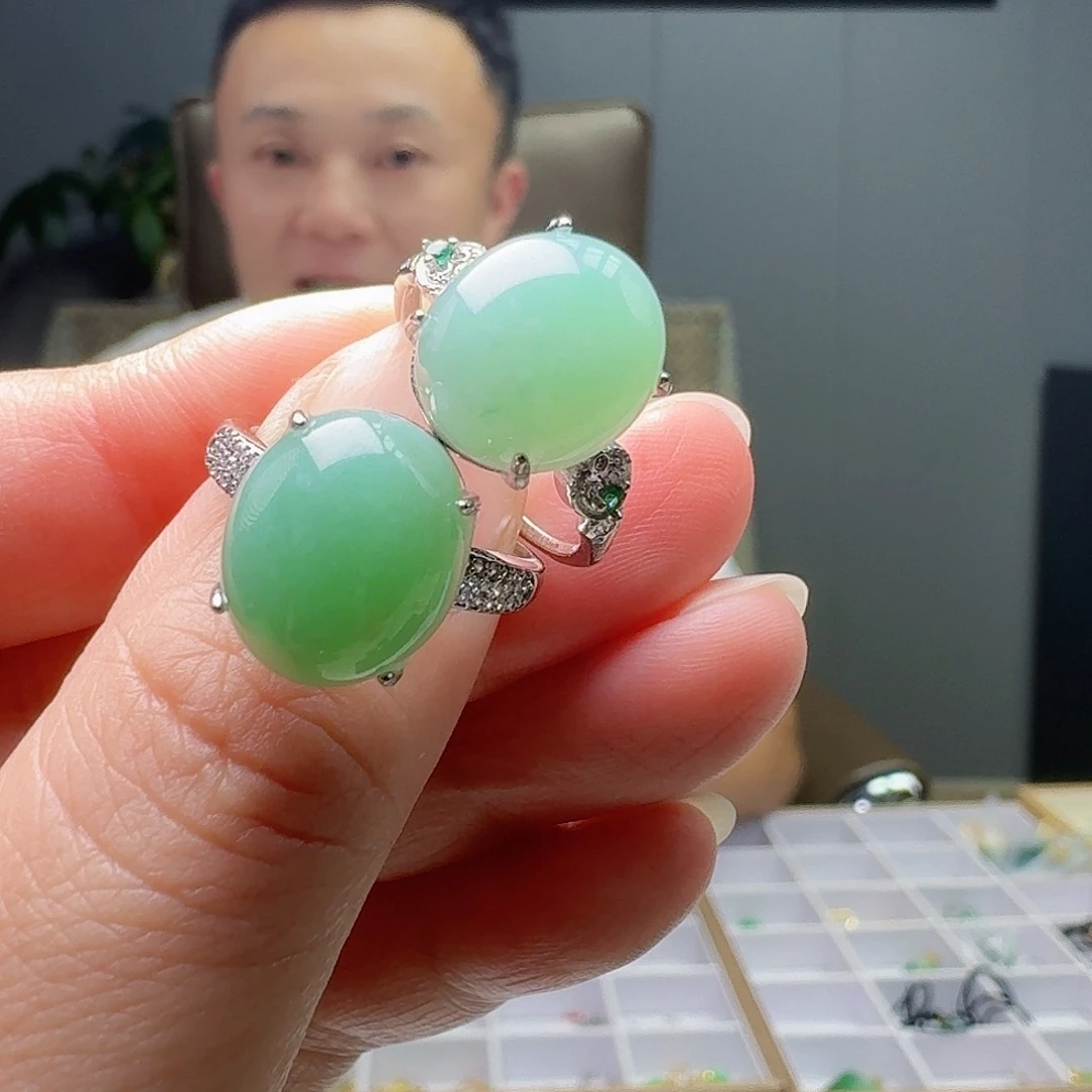 翡翠戒指银S925镶嵌多样性发货其一
