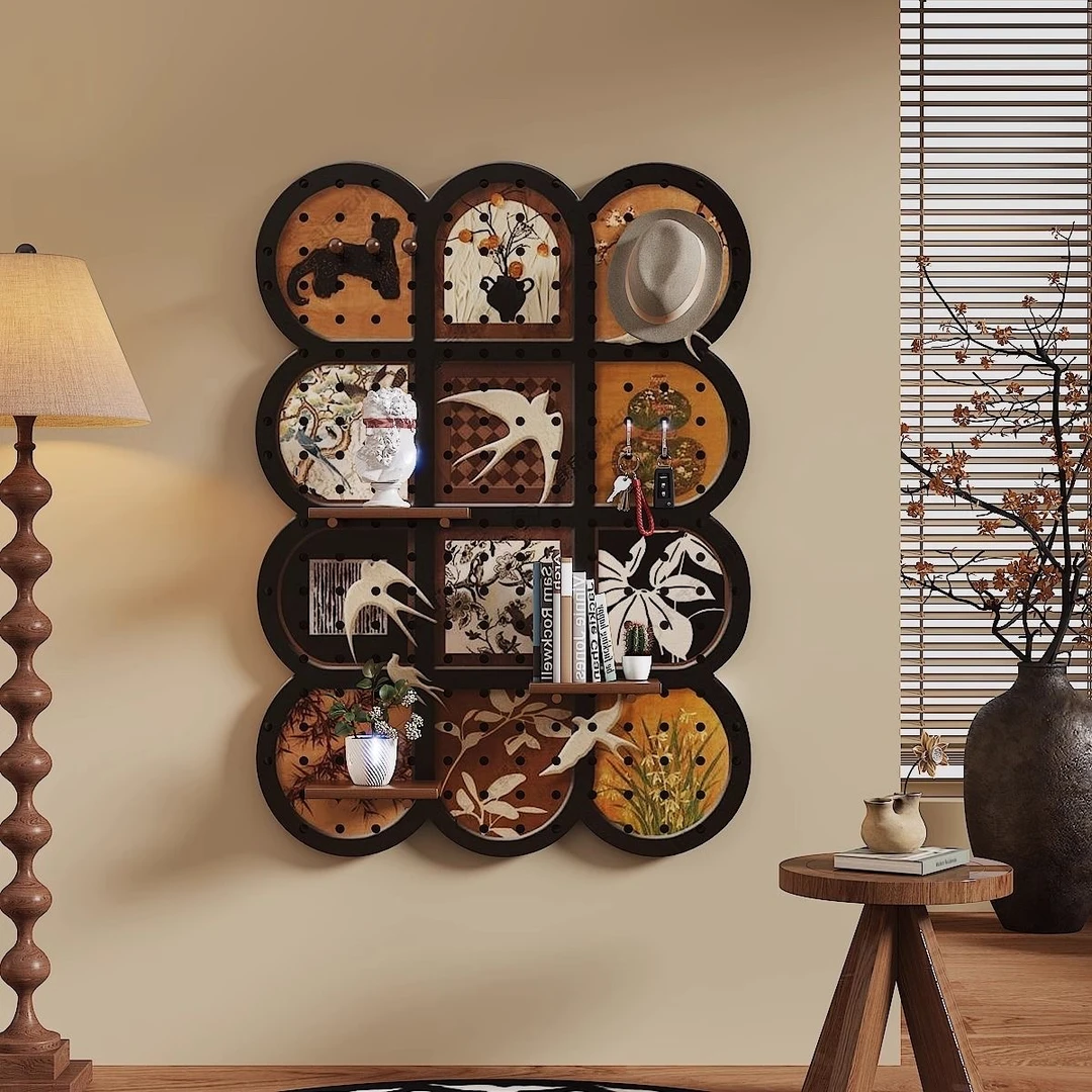 【云起】现代木雕创意洞洞板挂饰装饰画 餐厅背景壁饰米奇玄关6080