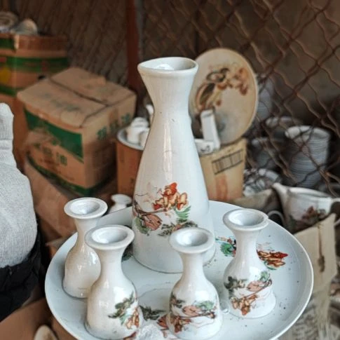 库存微瑕三打白骨精温酒壶一套