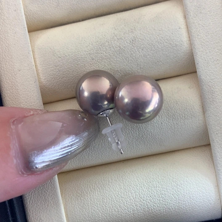 银S925镶嵌耳饰淡水珍珠
