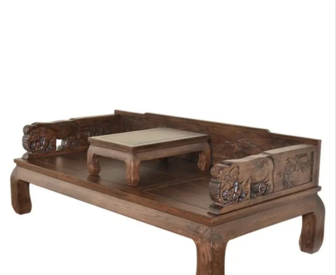 罗汉床新中式实木简约客厅小户型沙发禅意床午休床榻北方榆木原木