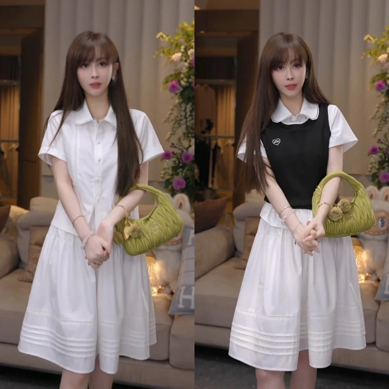 【mimius】L miu系减龄学院风马甲+衬衫+半身裙 G04190