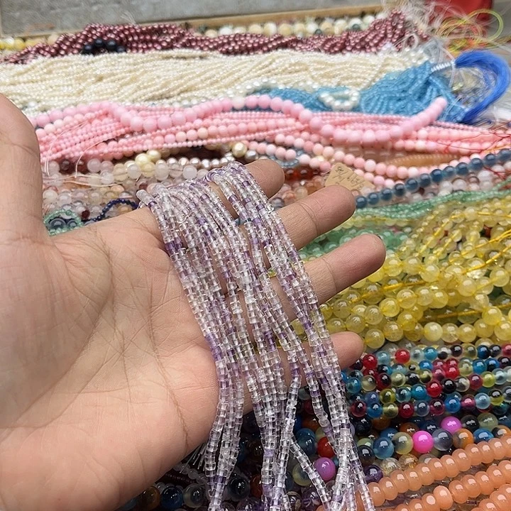 玛瑙/玉髓珠宝半成品未镶嵌一条3mm萤石直切