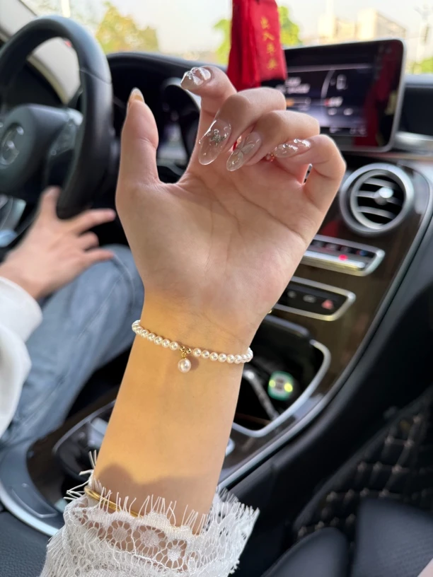 【18k金】3-4点位小米珠正圆极光手串弹力简约百搭气质素款金手链