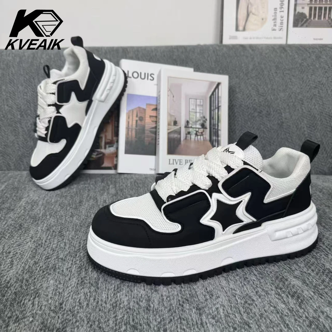 Kveaik轻奢高端轻奢男鞋夏季新款透气网布舒适厚底运动休闲星星鞋