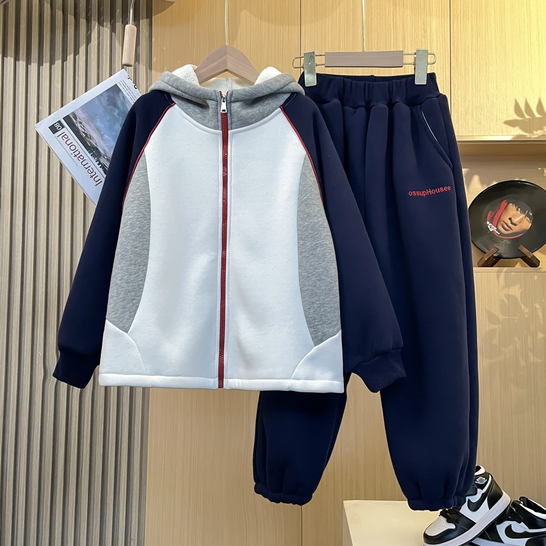 【冬款加绒】男女童连帽卫衣休闲套装冬季新款LYJ026