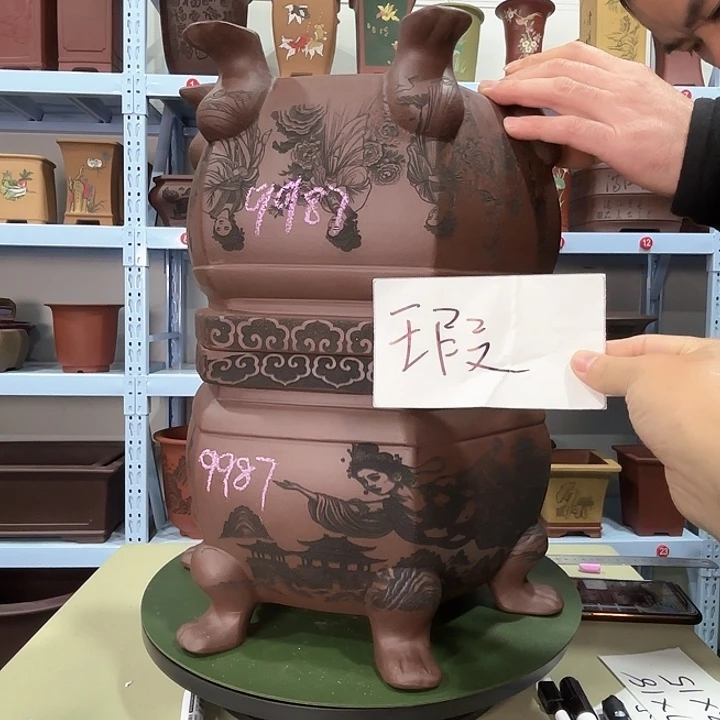 名***花紫砂花盆微瑕十二钗+敦煌