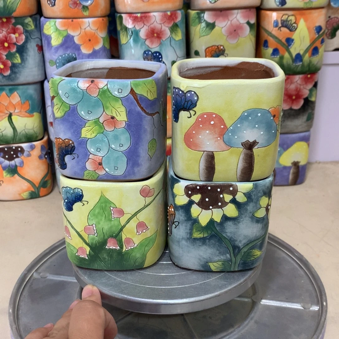 无**默福利花盆，手绘花盆