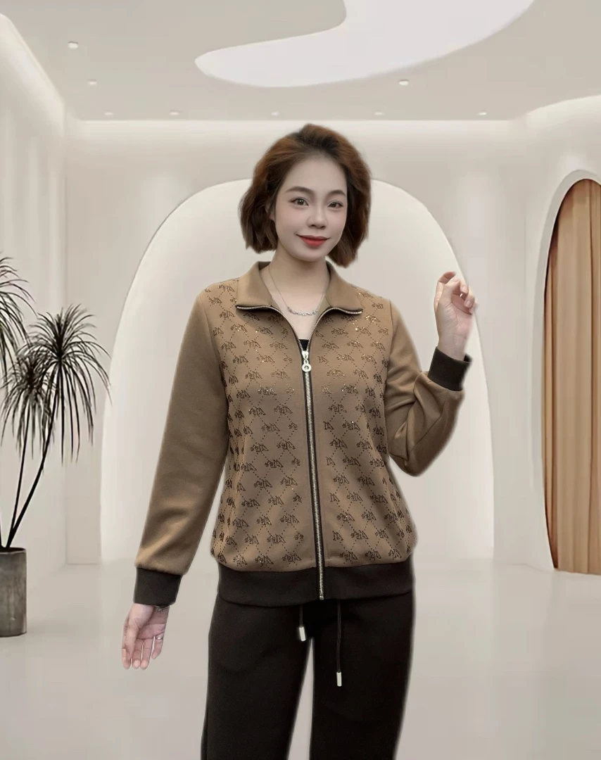 秋冬新款时尚休闲洋气显瘦大码运动套装减龄宽松气质女士长袖