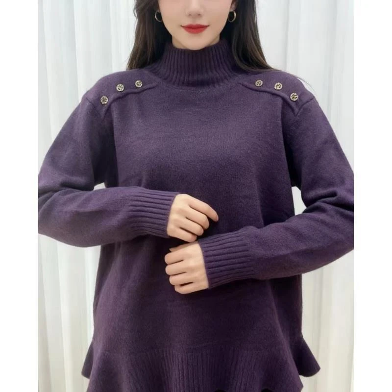 648【深紫  六粒扣  圆领】秋冬加厚针织衫