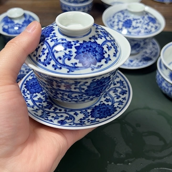 微瑕景德镇纯手工手绘柴窑三才