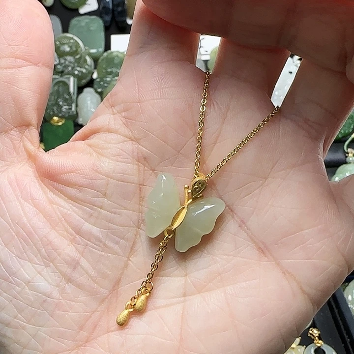 和田玉银S925镶嵌吊坠(赠链)