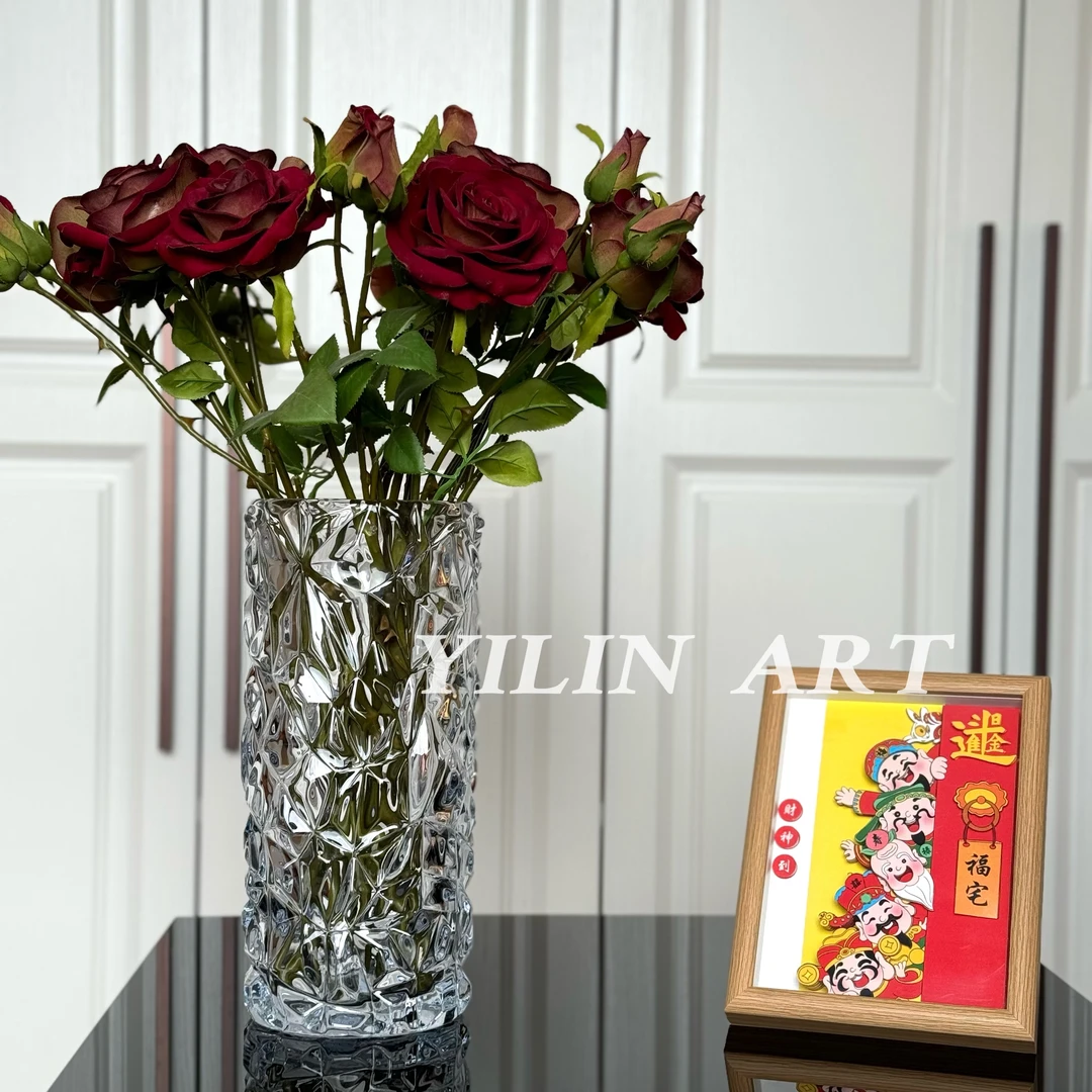 【极光柱】经典感水晶玻璃重工花瓶百合玫瑰富贵竹落地居家软装摆件